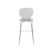 Oyster Mid-Century Modern Acrylic Barstool with Steel Frame in Chrome Finish for Kitchen and Dining Room - Elax Furniture