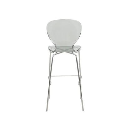 Oyster Mid-Century Modern Acrylic Barstool with Steel Frame in Chrome Finish for Kitchen and Dining Room - Elax Furniture