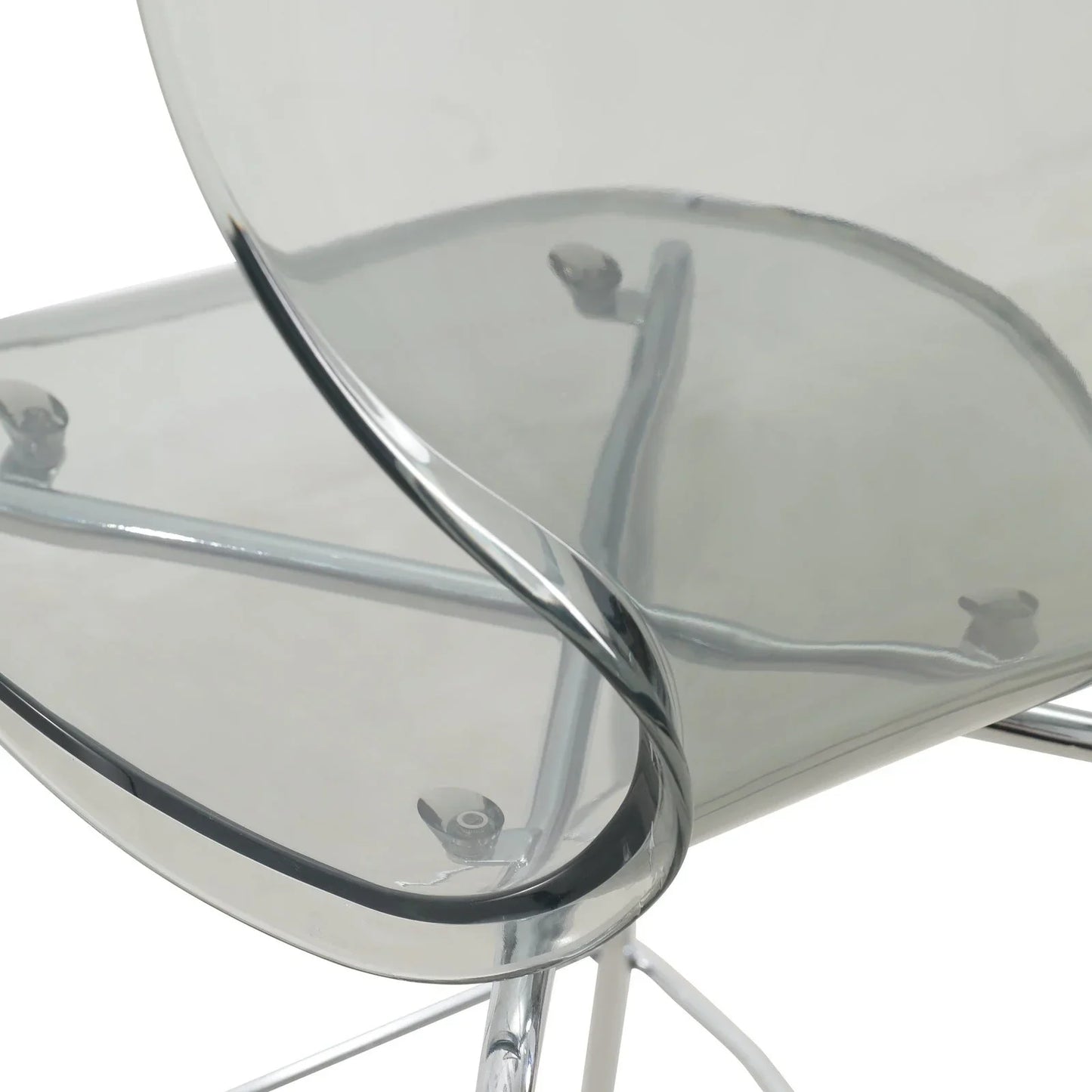 Oyster Mid-Century Modern Acrylic Barstool with Steel Frame in Chrome Finish for Kitchen and Dining Room - Elax Furniture