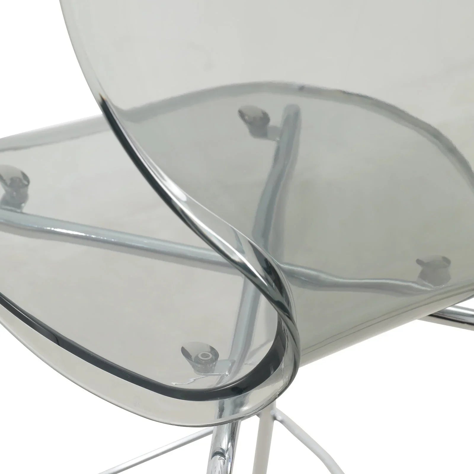 Oyster Mid-Century Modern Acrylic Barstool with Steel Frame in Chrome Finish for Kitchen and Dining Room - Elax Furniture
