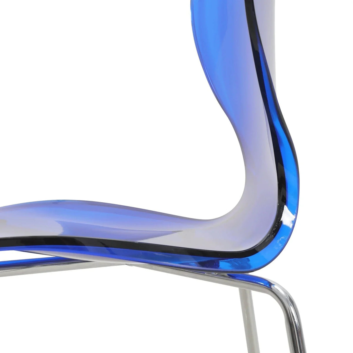 Oyster Mid-Century Modern Acrylic Barstool with Steel Frame in Chrome Finish Set of 2 - Elax Furniture