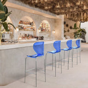 Oyster Mid-Century Modern Acrylic Barstool with Steel Frame in Chrome Finish for Kitchen and Dining Room - Elax Furniture