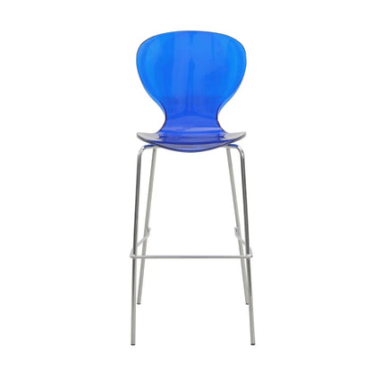 Oyster Mid-Century Modern Acrylic Barstool with Steel Frame in Chrome Finish for Kitchen and Dining Room - Elax Furniture