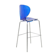 Oyster Mid-Century Modern Acrylic Barstool with Steel Frame in Chrome Finish for Kitchen and Dining Room - Elax Furniture