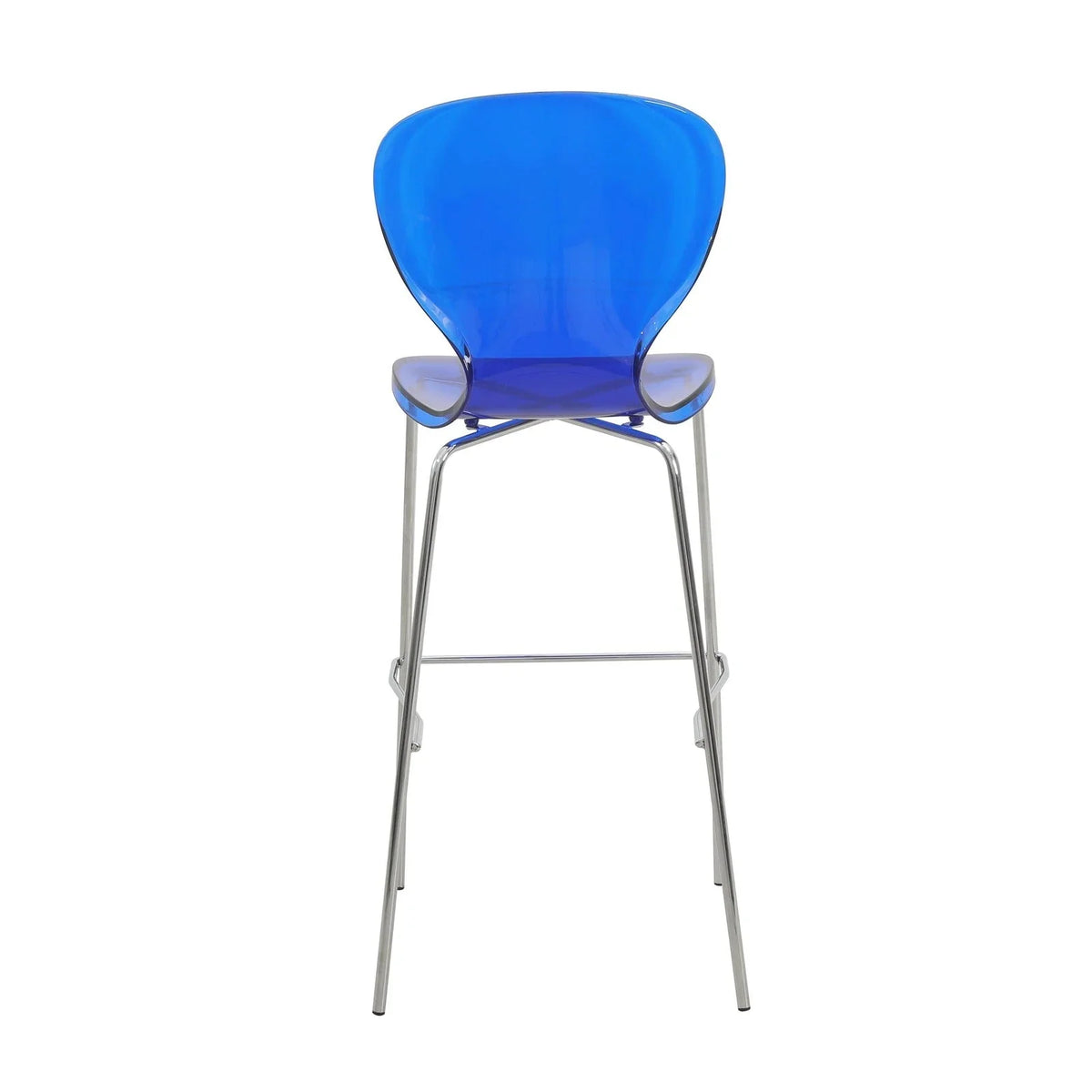 Oyster Mid-Century Modern Acrylic Barstool with Steel Frame in Chrome Finish for Kitchen and Dining Room - Elax Furniture