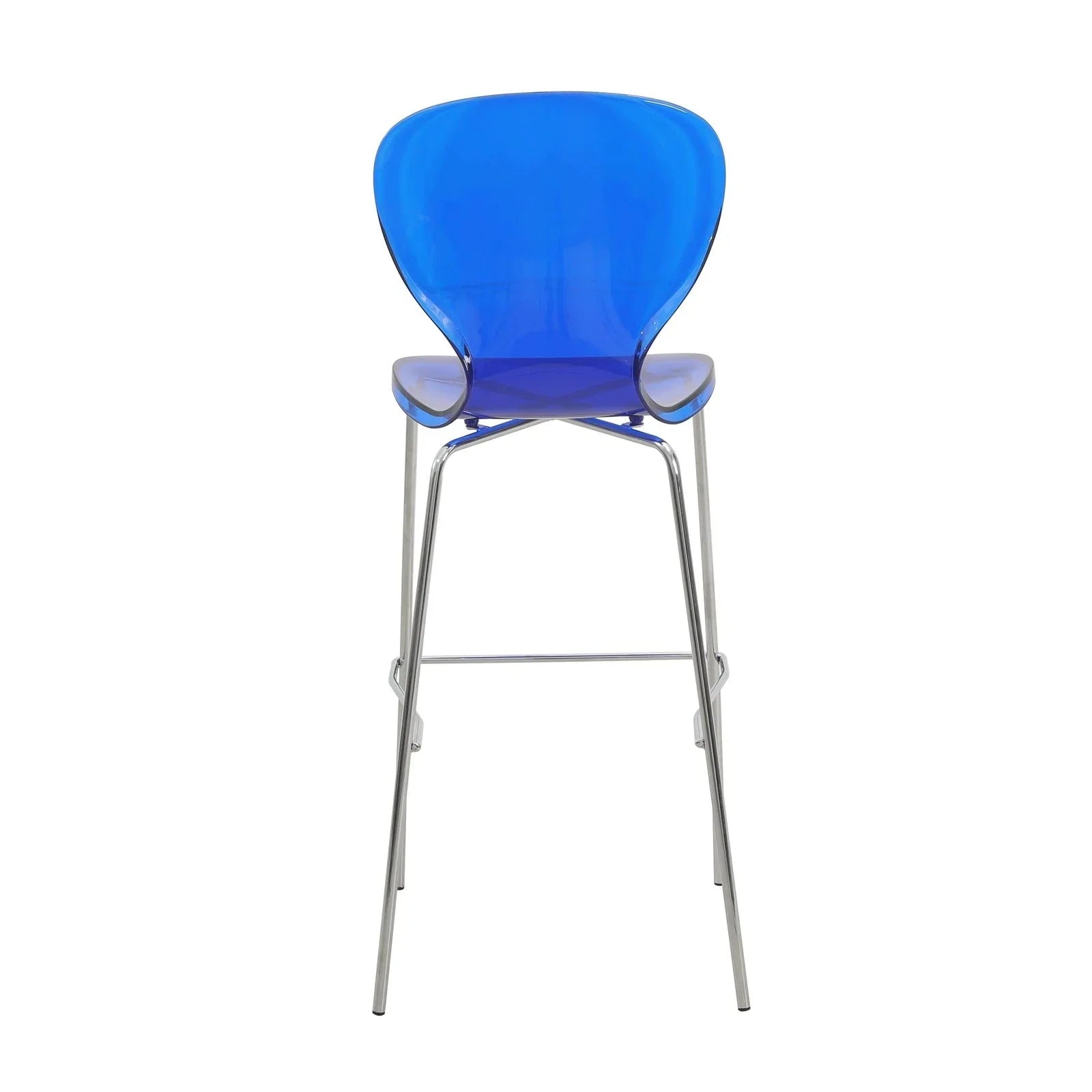Oyster Mid-Century Modern Acrylic Barstool with Steel Frame in Chrome Finish for Kitchen and Dining Room - Elax Furniture