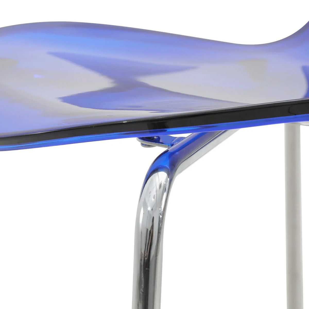 Oyster Mid-Century Modern Acrylic Barstool with Steel Frame in Chrome Finish for Kitchen and Dining Room - Elax Furniture