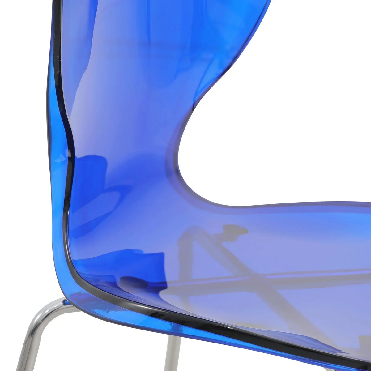 Oyster Mid-Century Modern Acrylic Barstool with Steel Frame in Chrome Finish for Kitchen and Dining Room - Elax Furniture