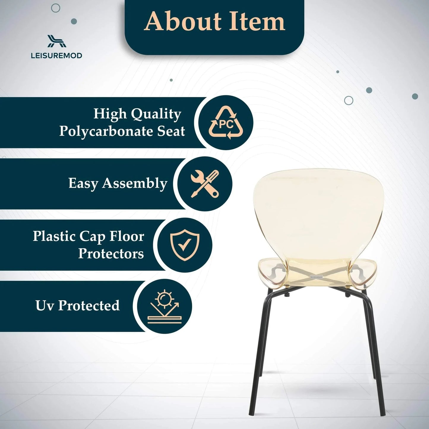 Oyster Modern Transparent Side Chair in Black Base - Elax Furniture