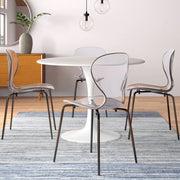 Oyster Modern Transparent Side Chair in Black Base - Elax Furniture