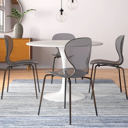Oyster Modern Transparent Side Chair in Black Base - Elax Furniture