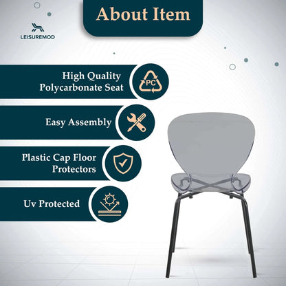 Oyster Modern Transparent Side Chair in Black Base - Elax Furniture