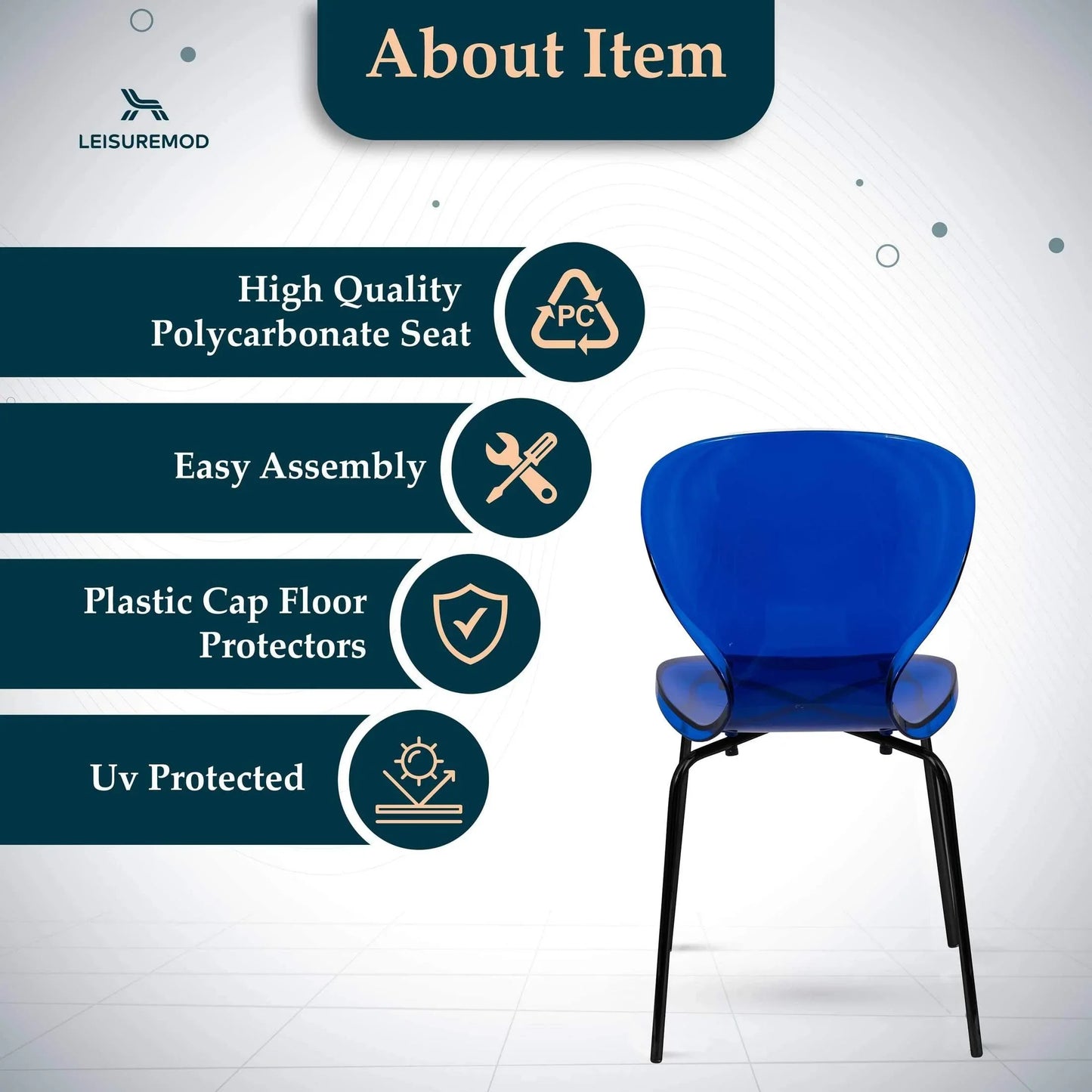 Oyster Modern Transparent Side Chair in Black Base - Elax Furniture