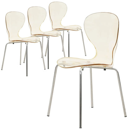 Modern Oyster Transparent Side Chair Set of 4 - Elax Furniture