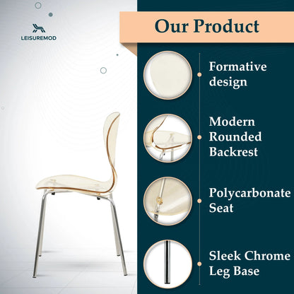 Modern Oyster Transparent Side Chair Set of 2 - Elax Furniture