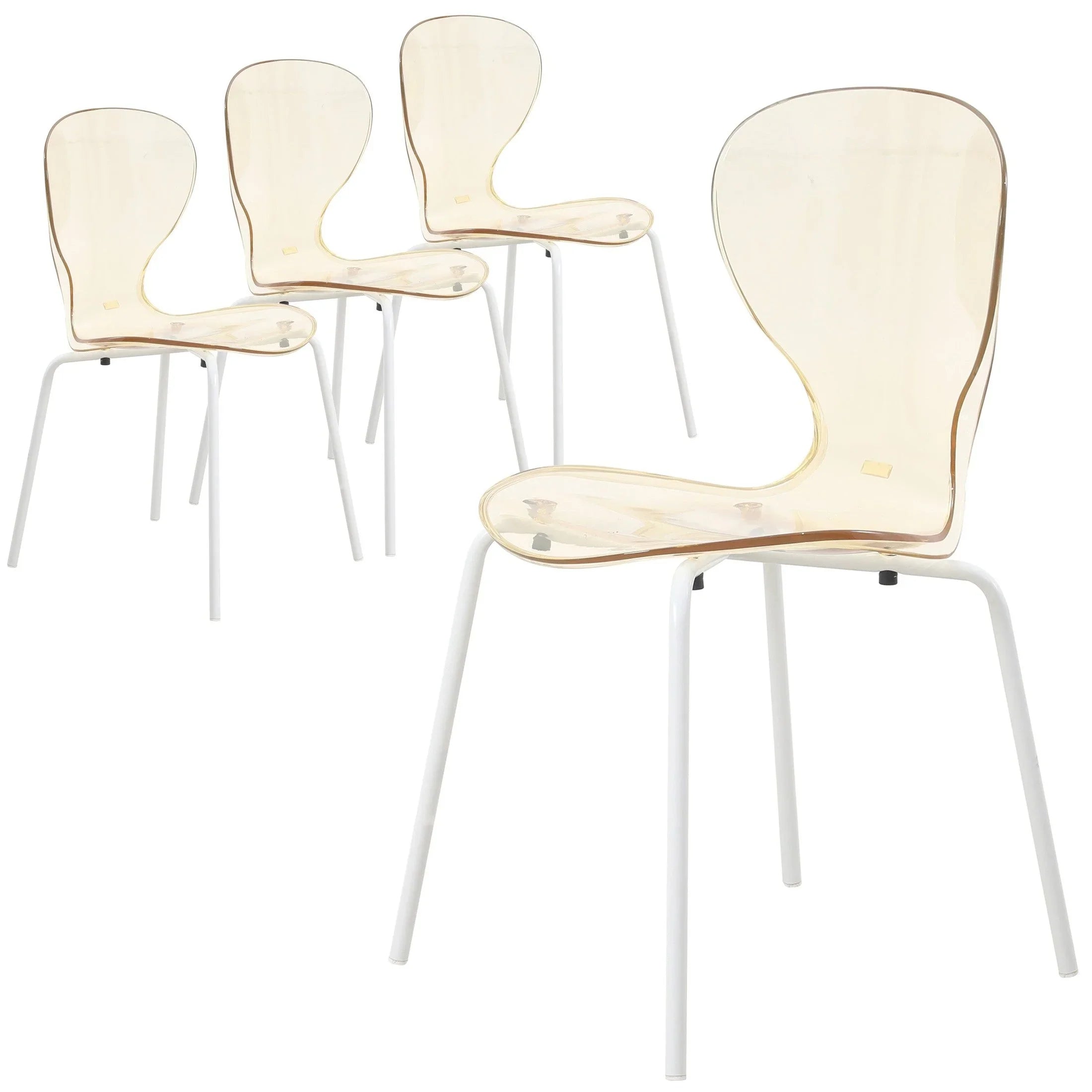 Oyster Modern Transparent Side Chair in White Base Set of 4 - Elax Furniture