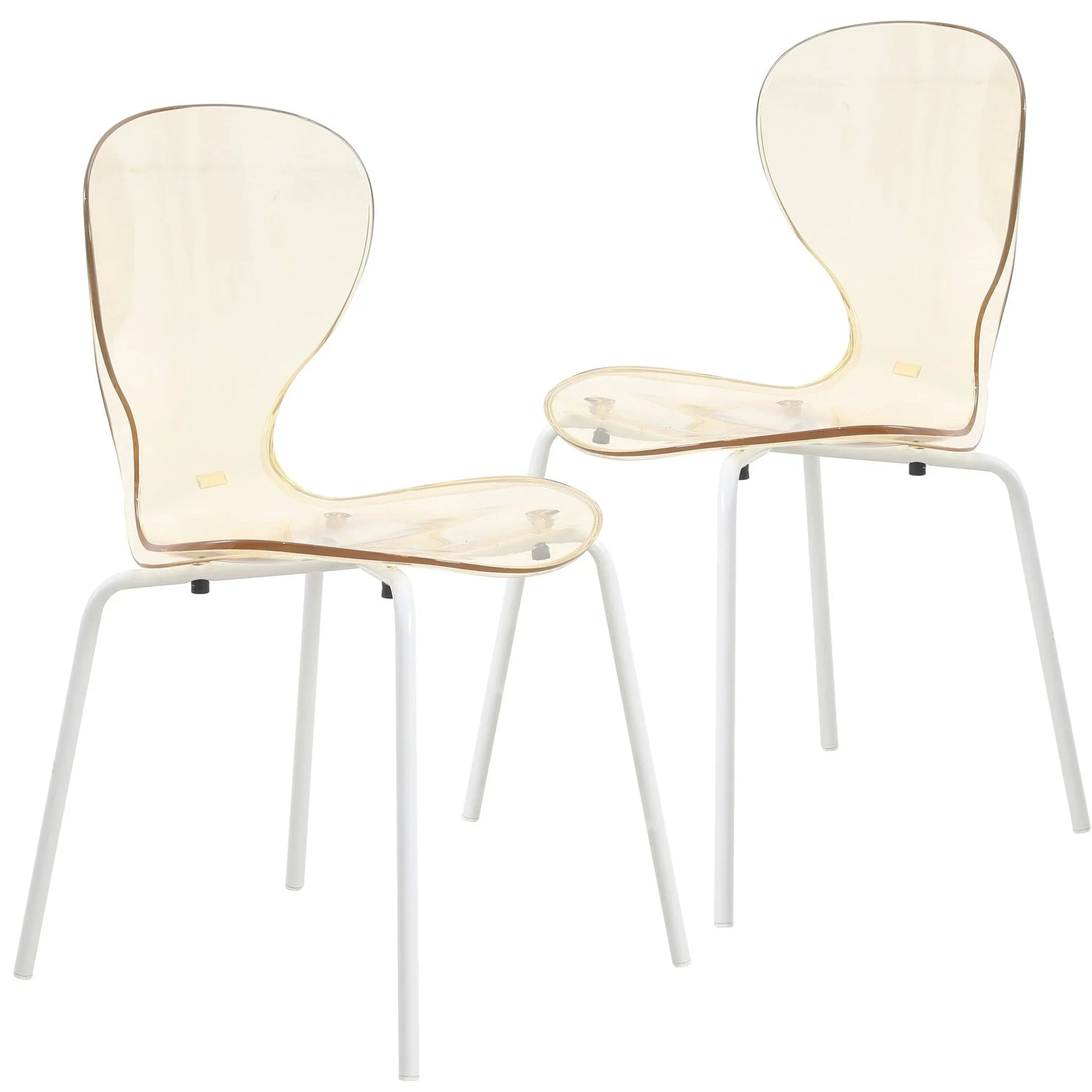 Oyster Modern Transparent Side Chair in White Base Set of 2 - Elax Furniture