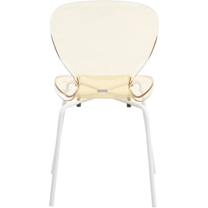 Oyster Modern Transparent Side Chair in White Base Set of 4 - Elax Furniture