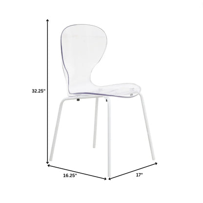Oyster Modern Transparent Side Chair in White Base Set of 4 - Elax Furniture