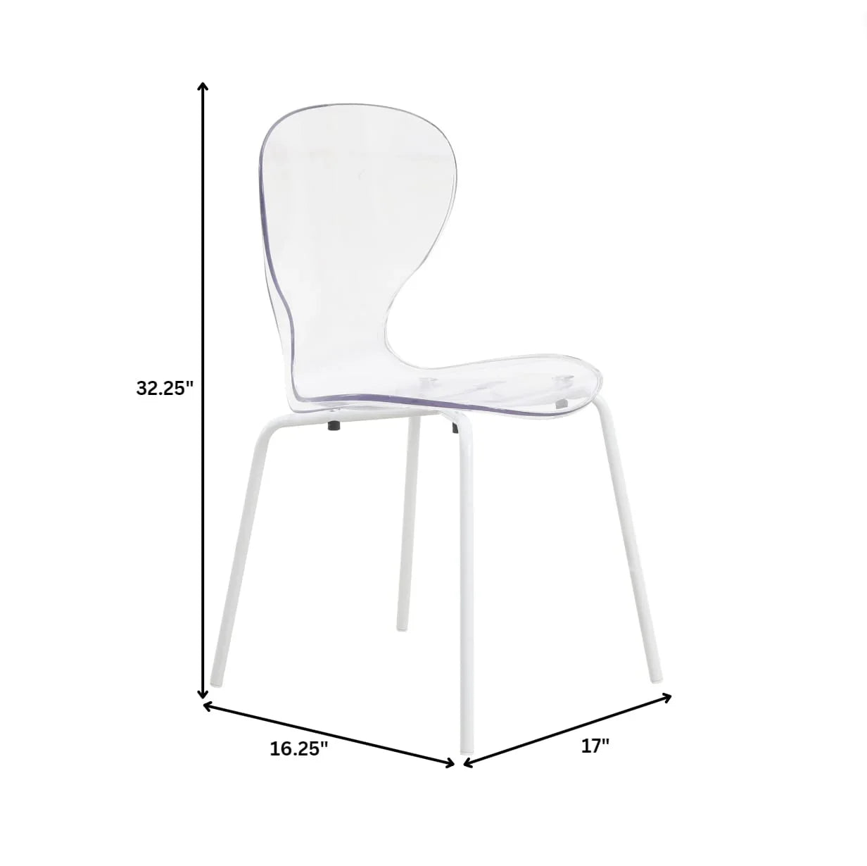Oyster Modern Transparent Side Chair in White Base Set of 2 - Elax Furniture