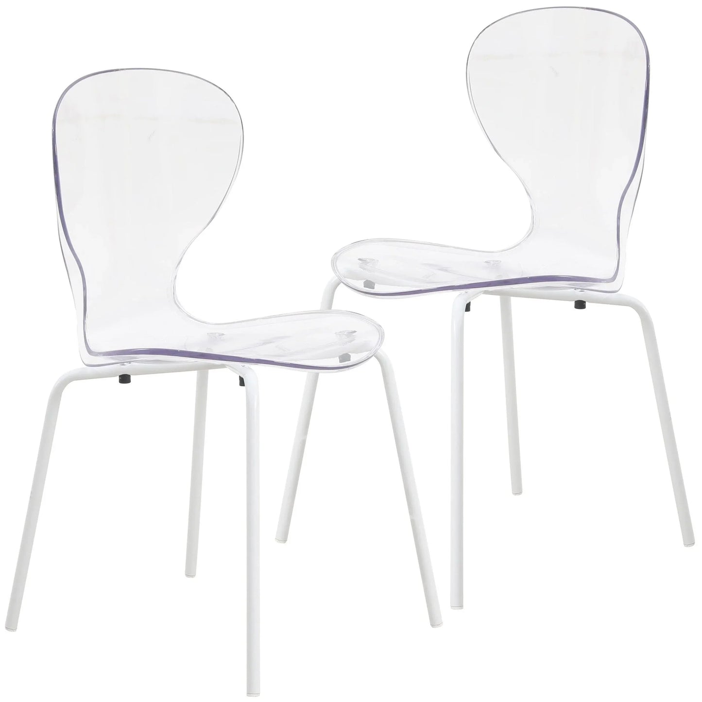Oyster Modern Transparent Side Chair in White Base Set of 2 - Elax Furniture