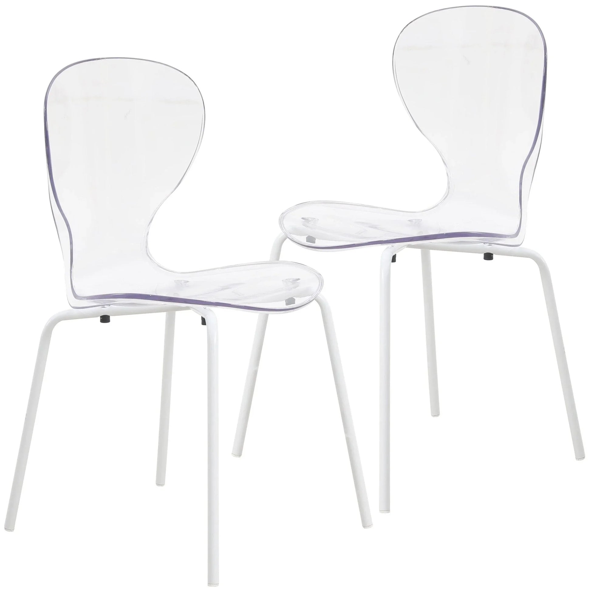 Oyster Modern Transparent Side Chair in White Base Set of 2 - Elax Furniture