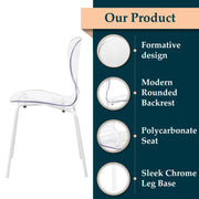 Oyster Modern Transparent Side Chart in White Base - Elax Furniture