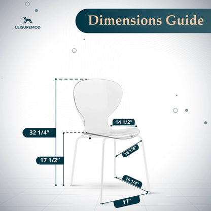 Oyster Modern Transparent Side Chair in White Base Set of 4 - Elax Furniture