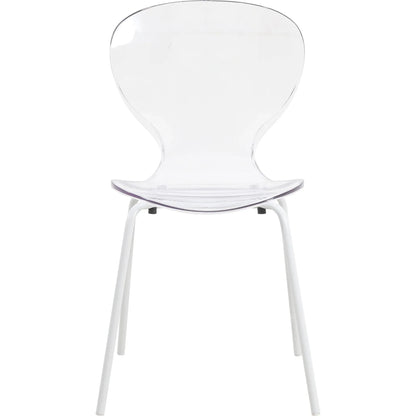 Oyster Modern Transparent Side Chair in White Base Set of 4 - Elax Furniture