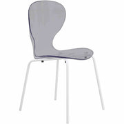 Oyster Modern Transparent Side Chart in White Base - Elax Furniture