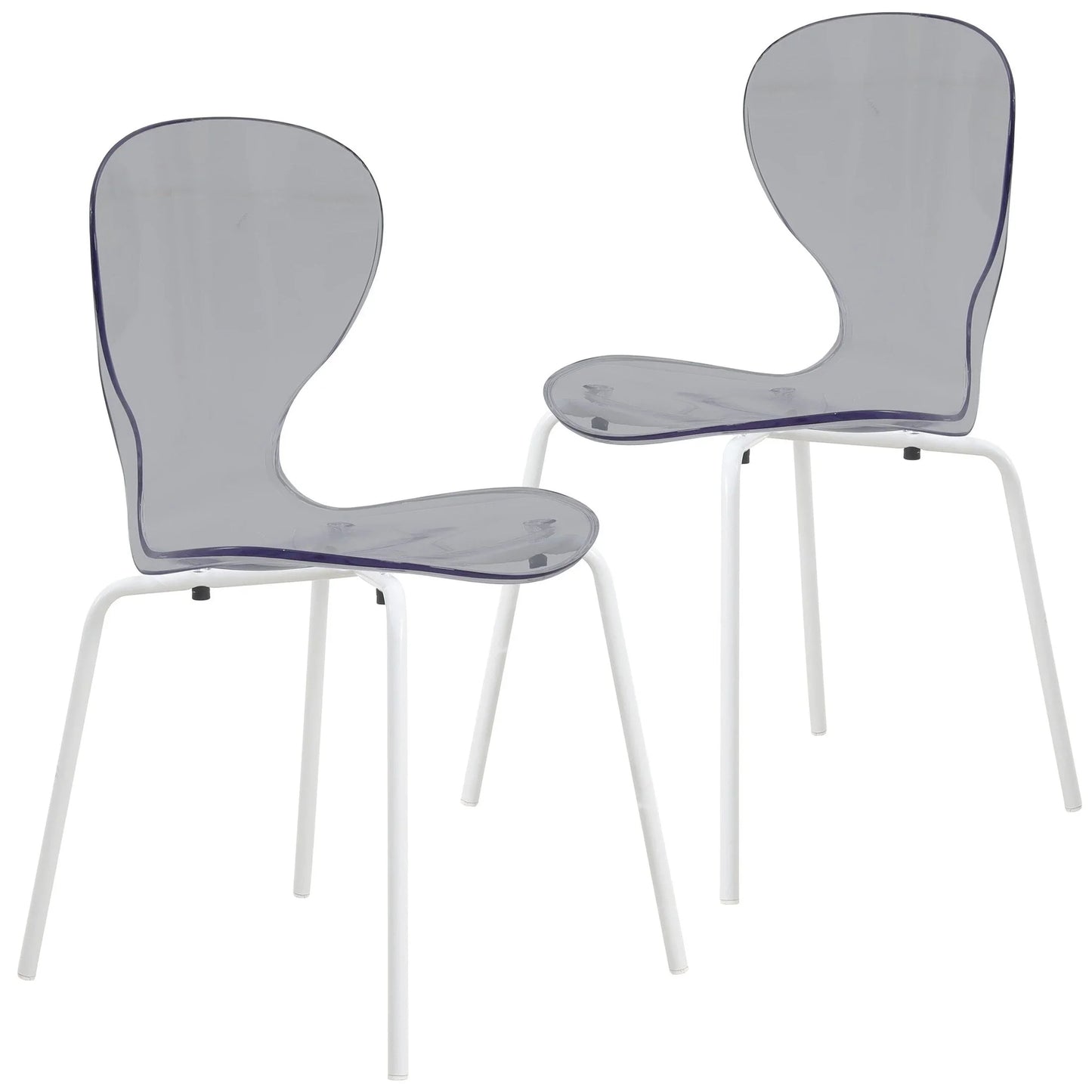 Oyster Modern Transparent Side Chair in White Base Set of 2 - Elax Furniture