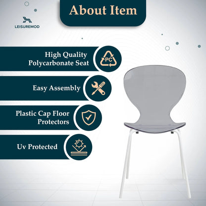 Oyster Modern Transparent Side Chair in White Base Set of 4 - Elax Furniture