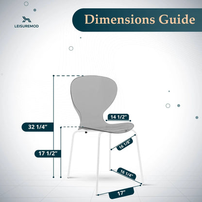 Oyster Modern Transparent Side Chair in White Base Set of 4 - Elax Furniture