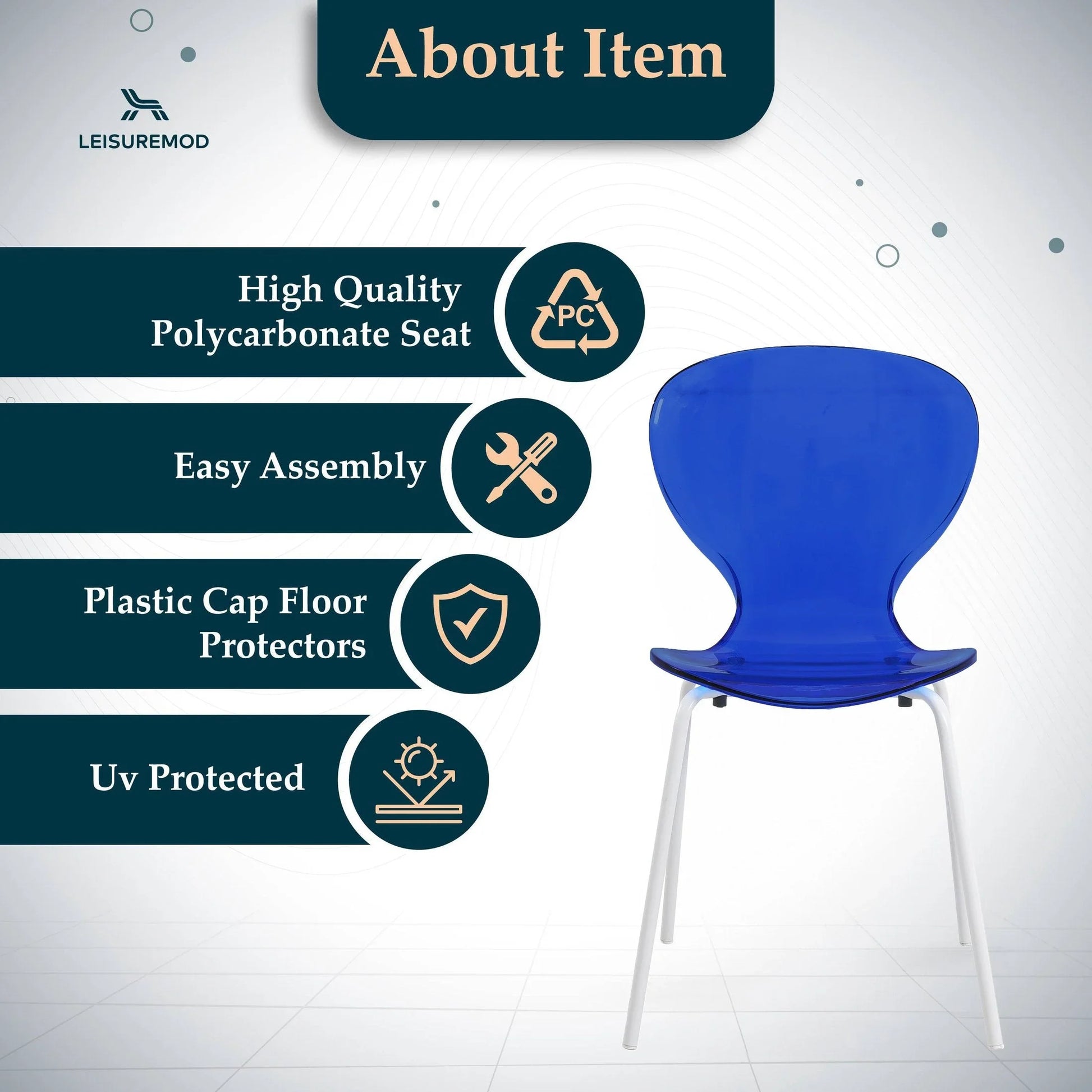 Oyster Modern Transparent Side Chair in White Base Set of 4 - Elax Furniture