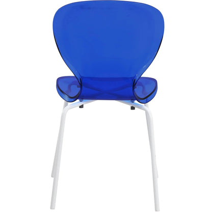 Oyster Modern Transparent Side Chair in White Base Set of 2 - Elax Furniture