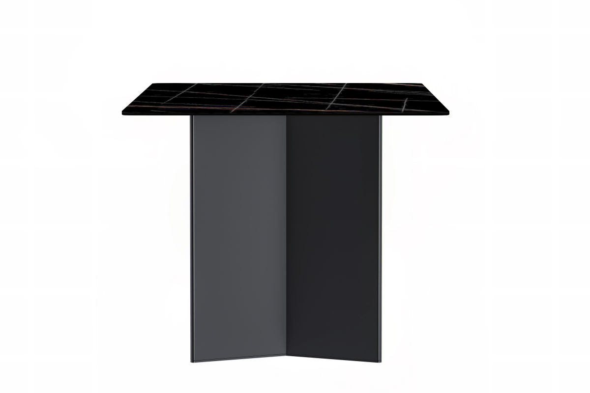 Olyra Dining Table with Rectangular Glass/Sintered Stone Tabletop and Stainless Steel Base Sintered Stone Black and Gold Dining Table Leisuremod