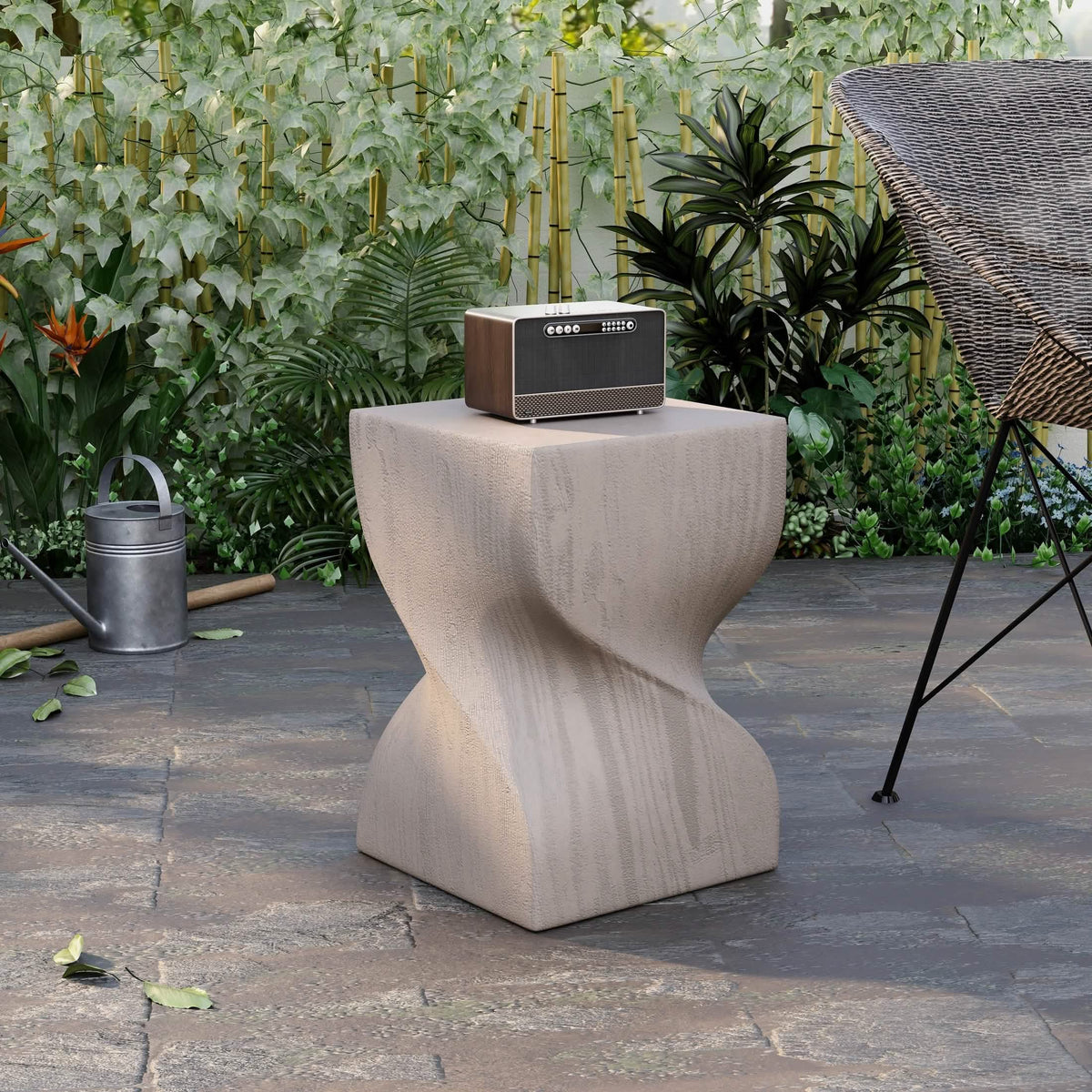 Onyx Square Side Table in Fiberstone Assembled Accent End Table Cream Side Table LeisureMod