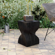 Onyx Square Side Table in Fiberstone Assembled Accent End Table Black Side Table LeisureMod