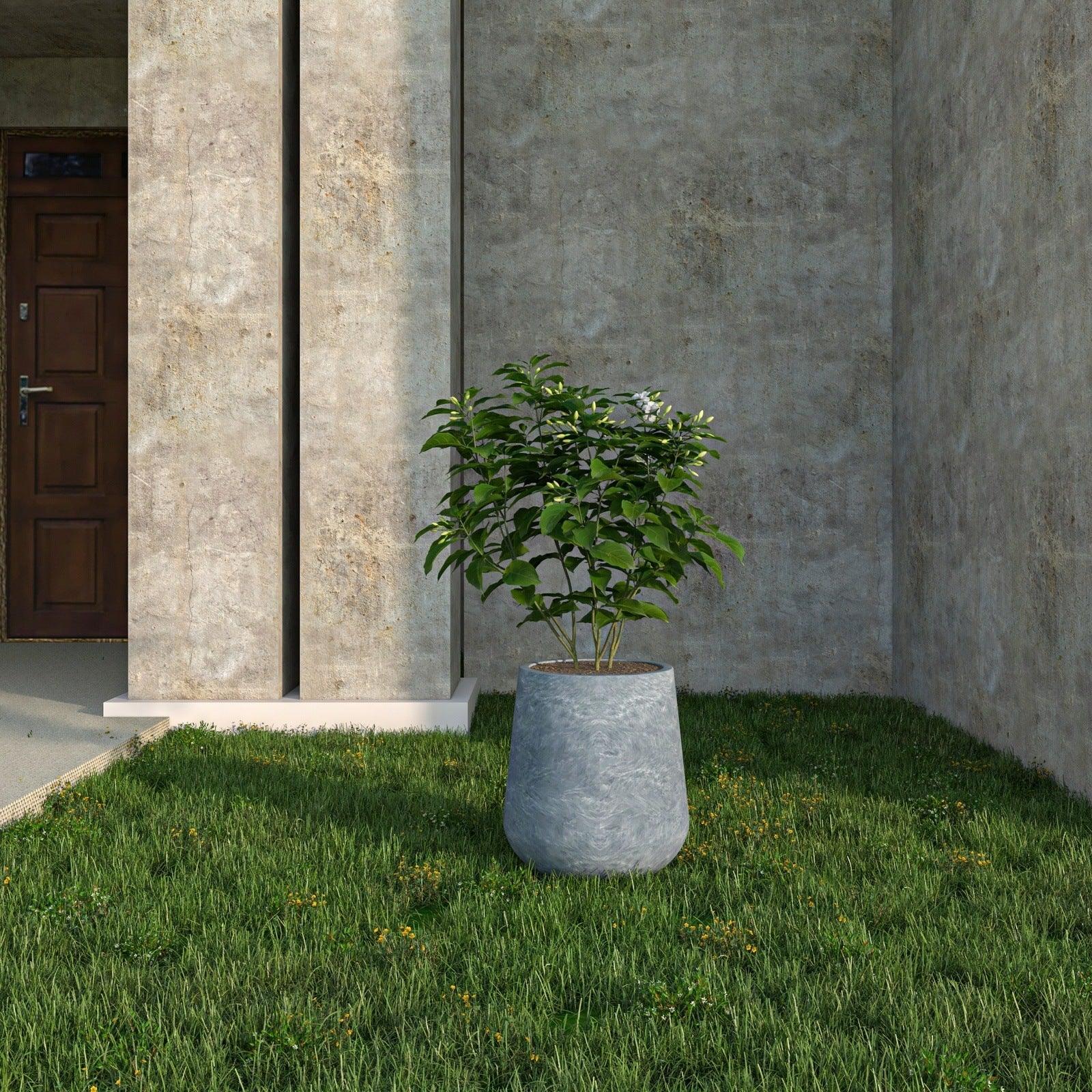 Orchid Modern Tapered Round Planter Pot in Fiberstone and Clay Weather Resistant Design - Elax Furniture