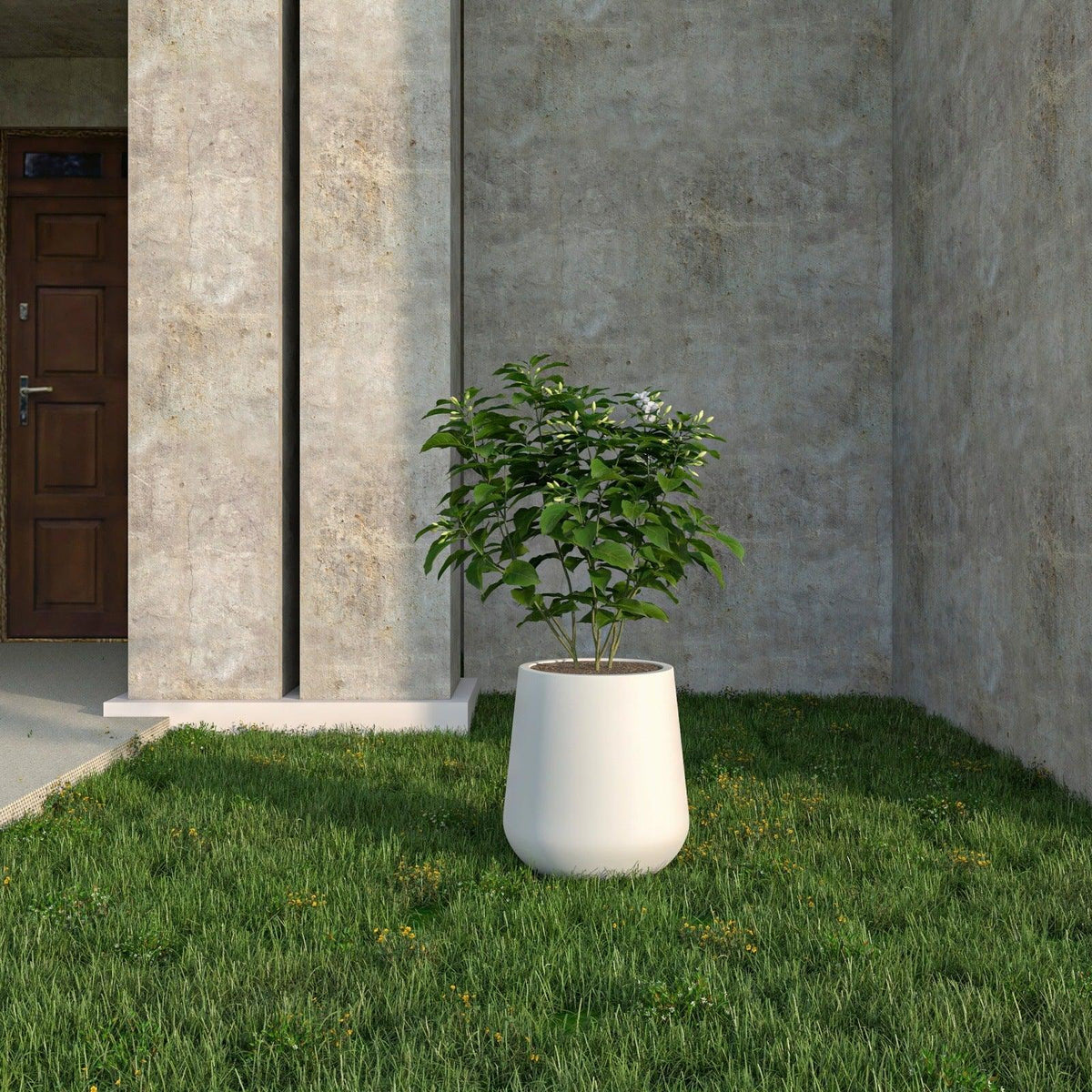 Orchid Modern Tapered Round Planter Pot in Fiberstone and Clay Weather Resistant Design - Elax Furniture