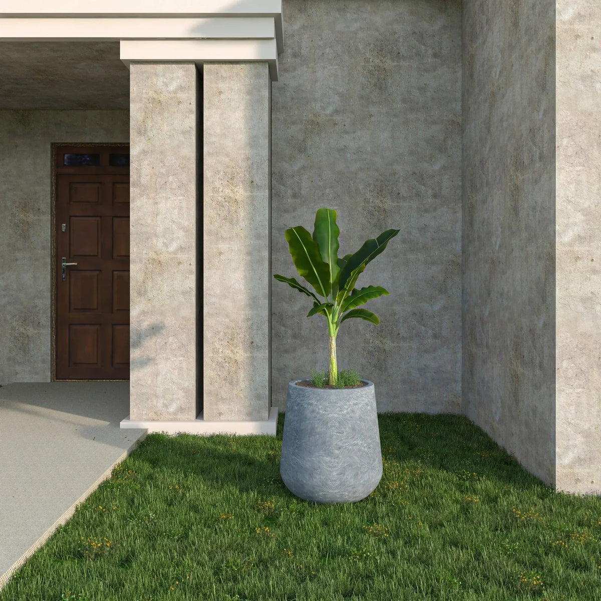 Orchid Modern Tapered Round Planter Pot in Fiberstone and Clay Weather Resistant Design - Elax Furniture
