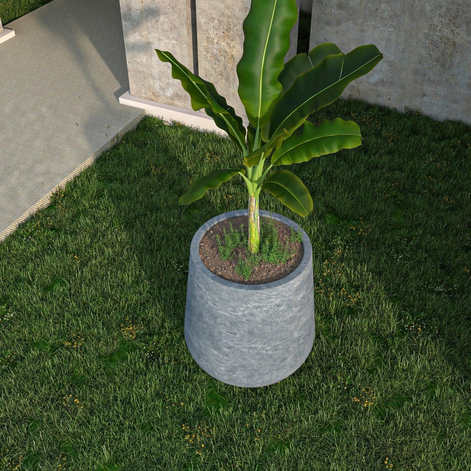 Orchid Modern Tapered Round Planter Pot in Fiberstone and Clay Weather Resistant Design - Elax Furniture