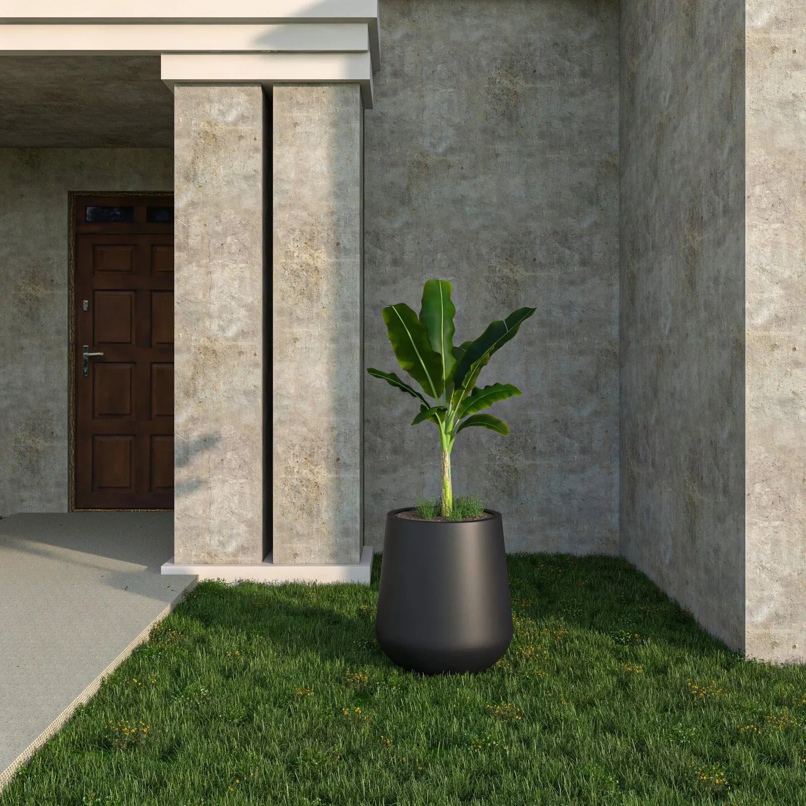 Orchid Modern Tapered Round Planter Pot in Fiberstone and Clay Weather Resistant Design - Elax Furniture