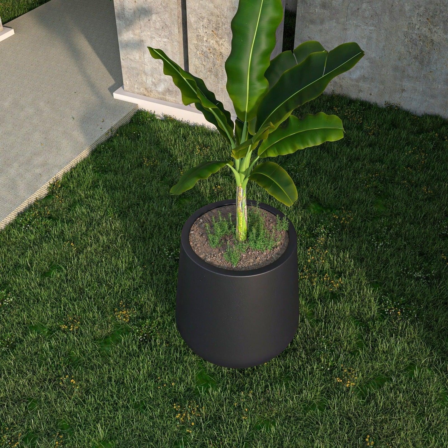 Orchid Modern Tapered Round Planter Pot in Fiberstone and Clay Weather Resistant Design - Elax Furniture
