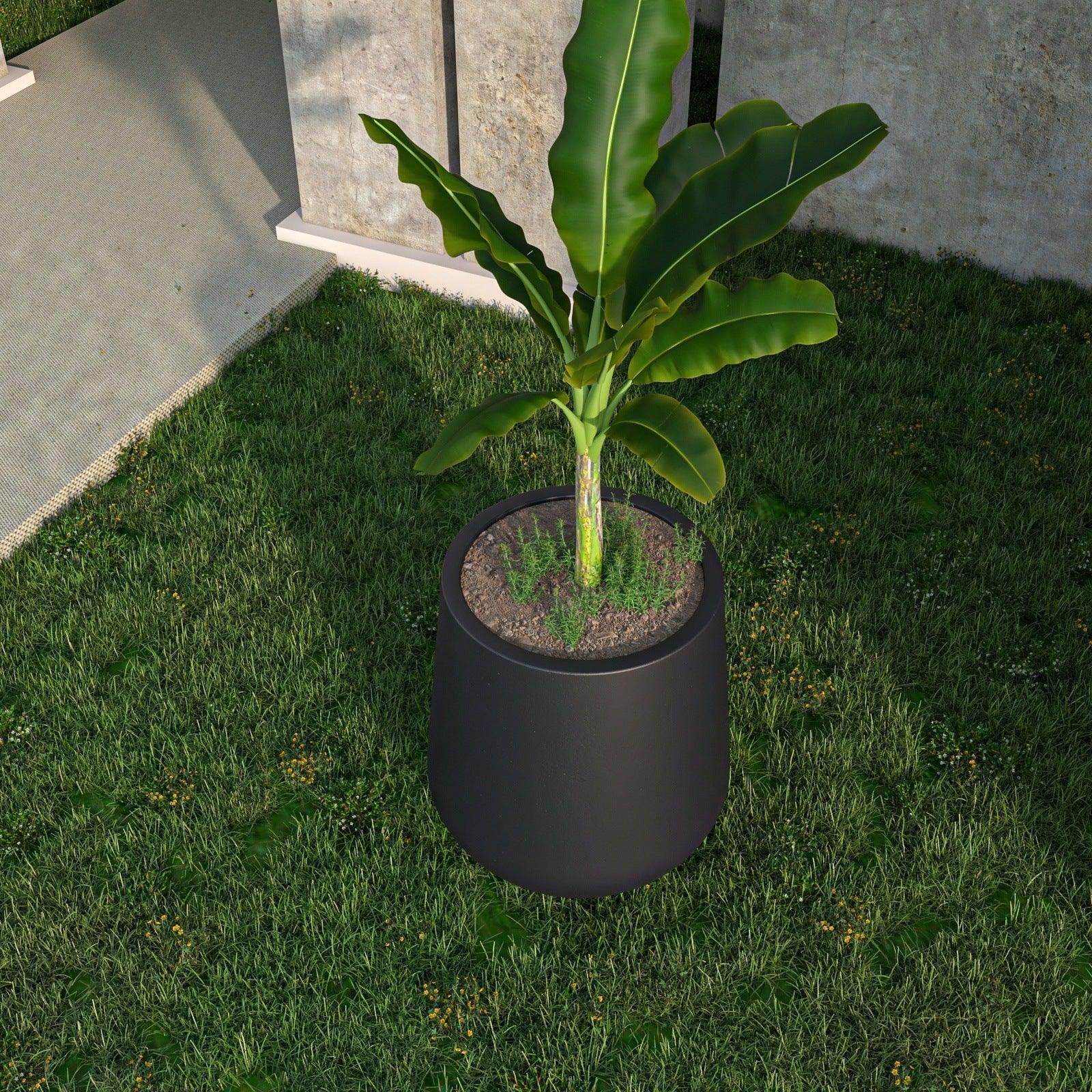 Orchid Modern Tapered Round Planter Pot in Fiberstone and Clay Weather Resistant Design - Elax Furniture