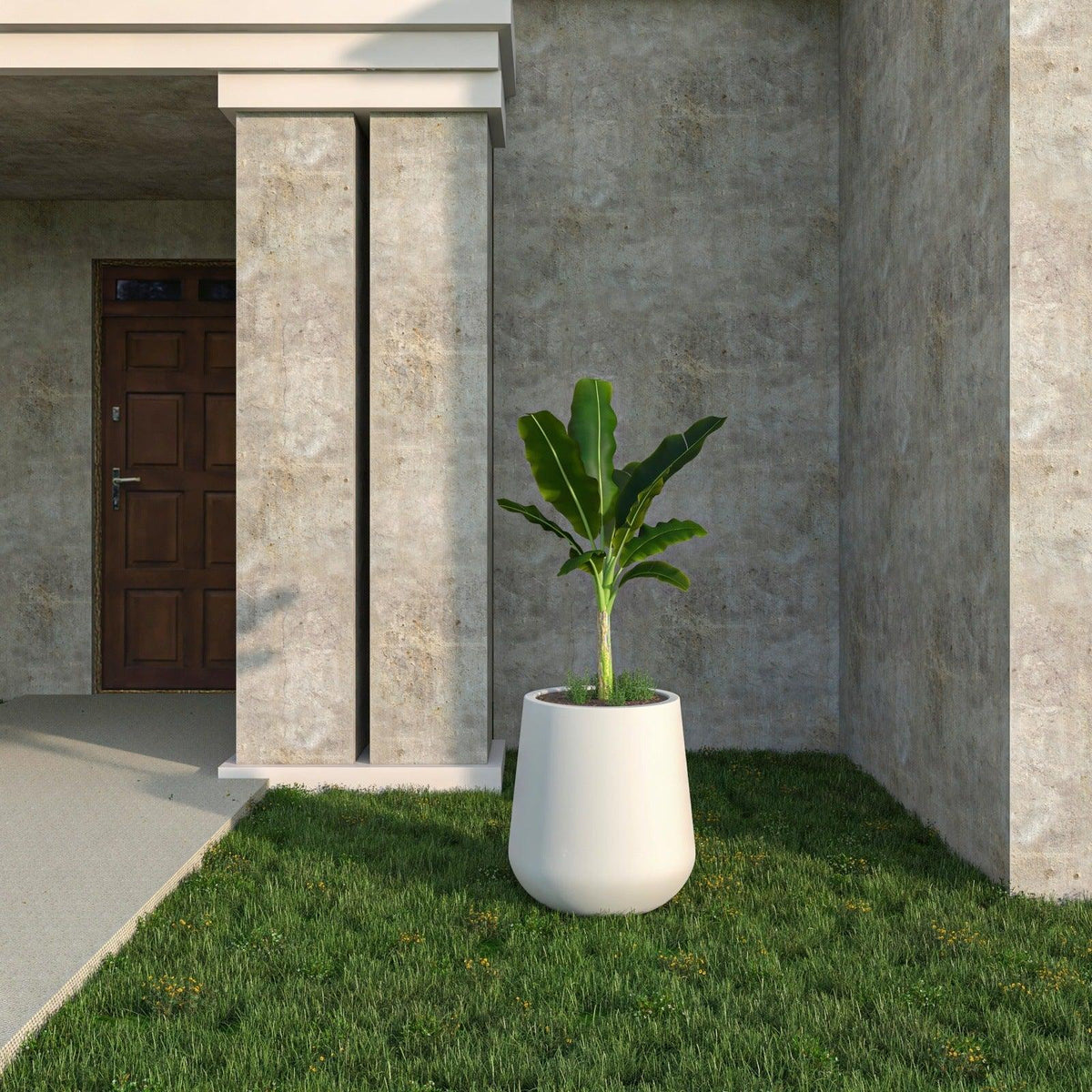Orchid Modern Tapered Round Planter Pot in Fiberstone and Clay Weather Resistant Design - Elax Furniture