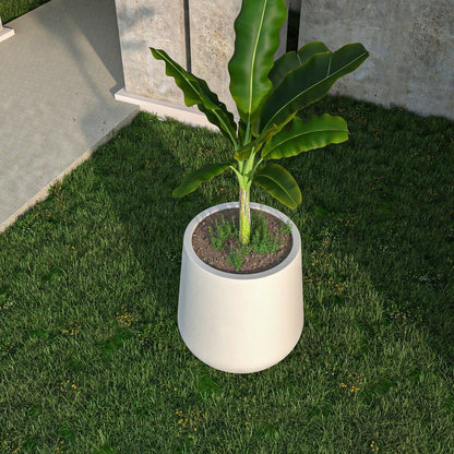 Orchid Modern Tapered Round Planter Pot in Fiberstone and Clay Weather Resistant Design - Elax Furniture