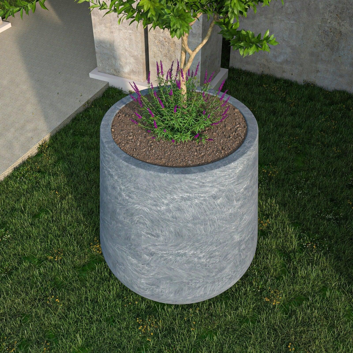 Orchid Modern Tapered Round Planter Pot in Fiberstone and Clay Weather Resistant Design - Elax Furniture