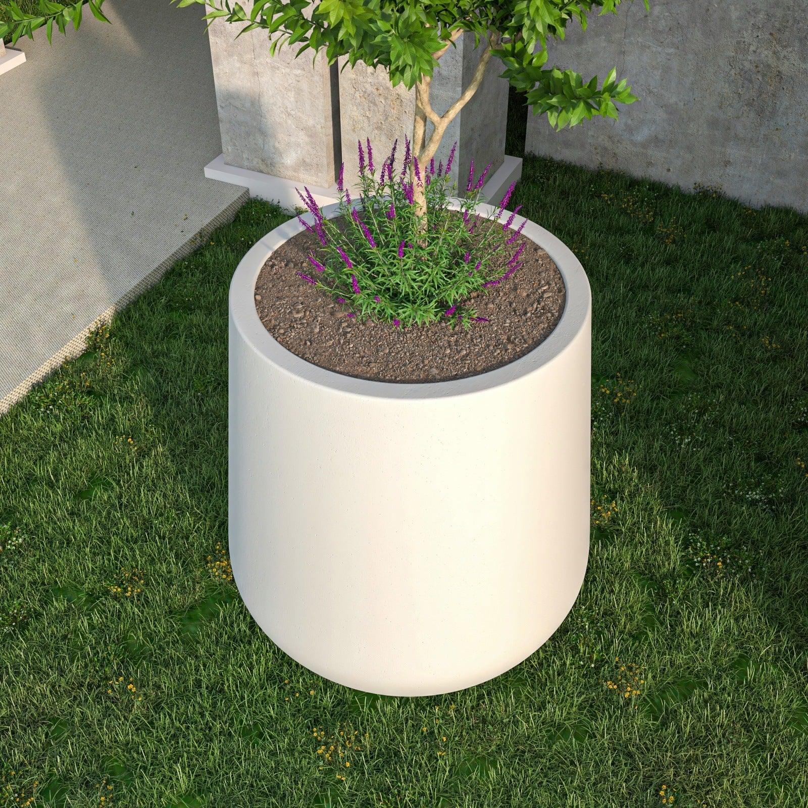 Orchid Modern Tapered Round Planter Pot in Fiberstone and Clay Weather Resistant Design - Elax Furniture
