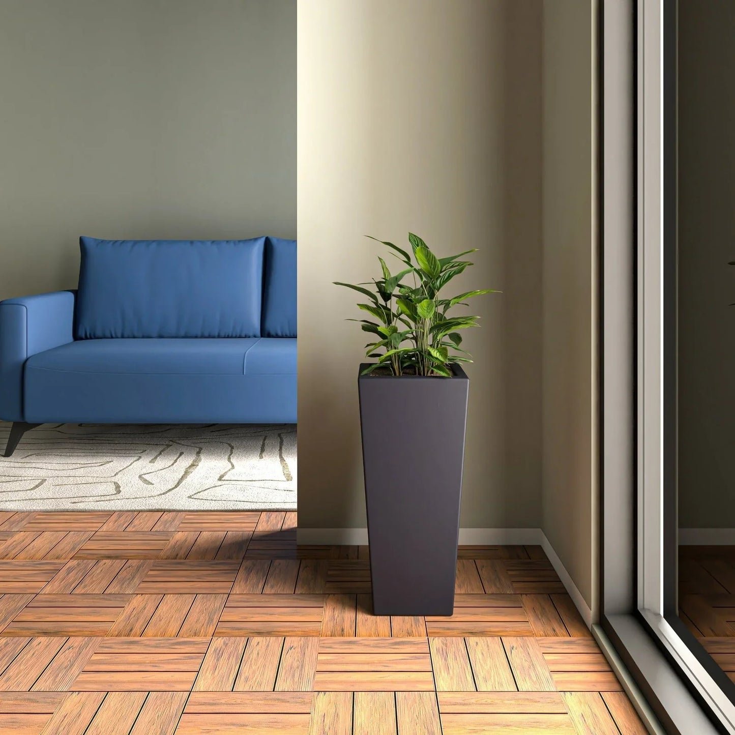 Orna Fiberstone and MgO Clay Weather-Resistant Tapered Square Planter for Home and Garden - Elax Furniture